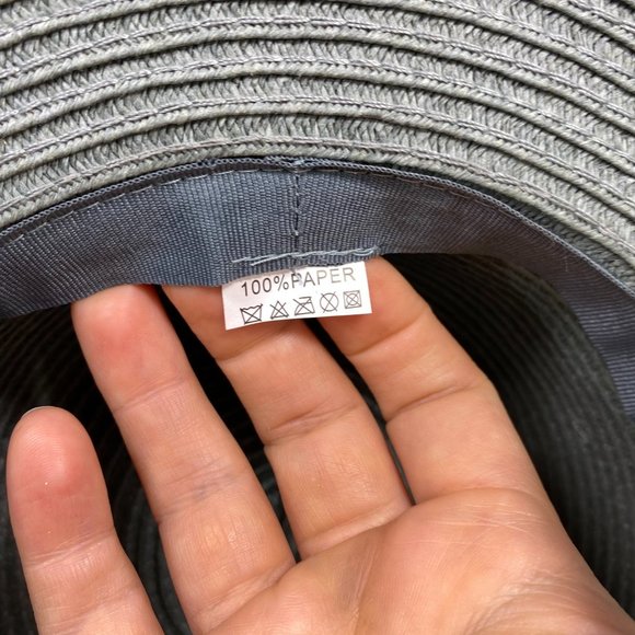 Blue Gray Wide Brim Flat Top Sun Hat